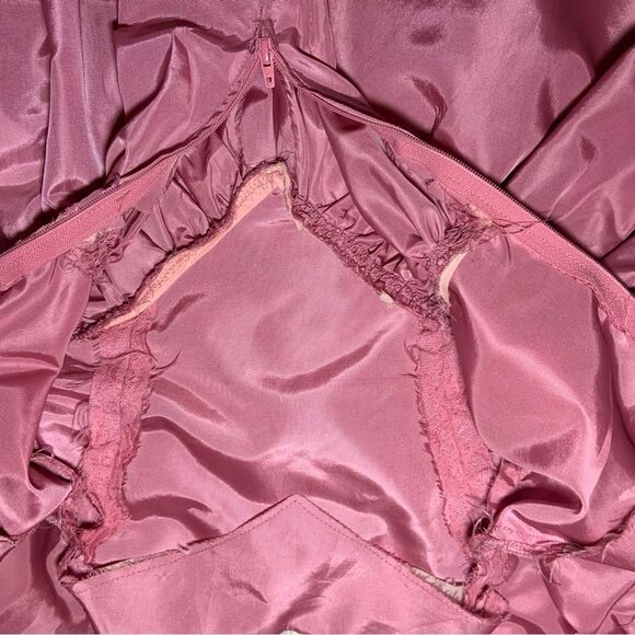 Sz XS or 00 Vintage Pink Mauve Puffy Sleeve Lace A line midi dress - Picture 4 of 13